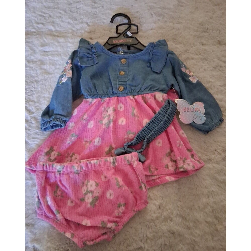 Delia Baby 3 piece baby girl dress sz 6/9 months